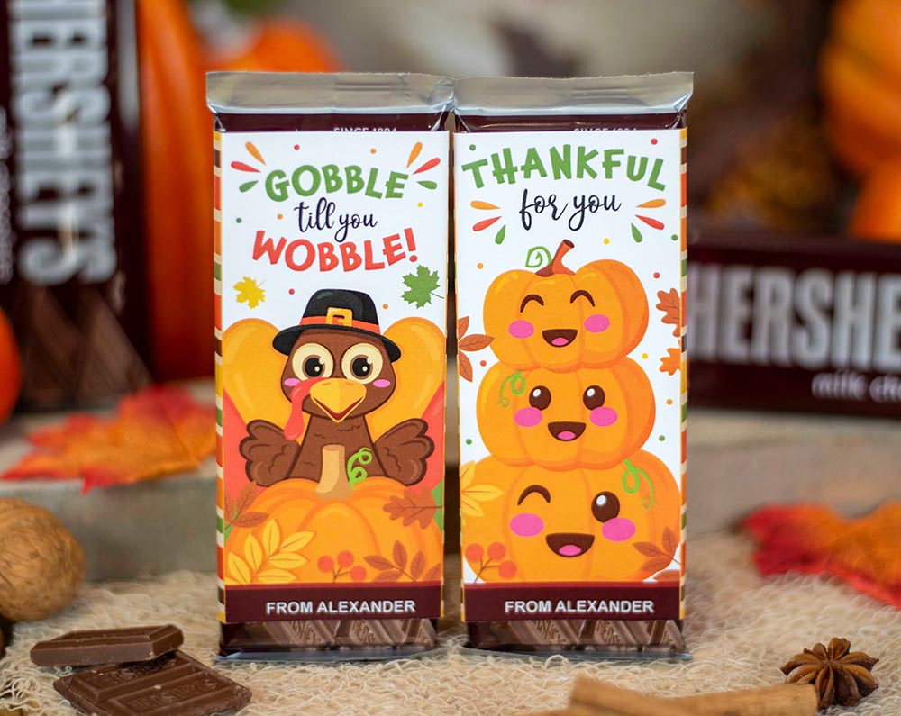 super cute thanksgiving chocolate wrappers